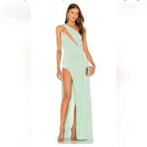 katie may x Revolve a cut above one shoulder seagreen prom wedding gown dress